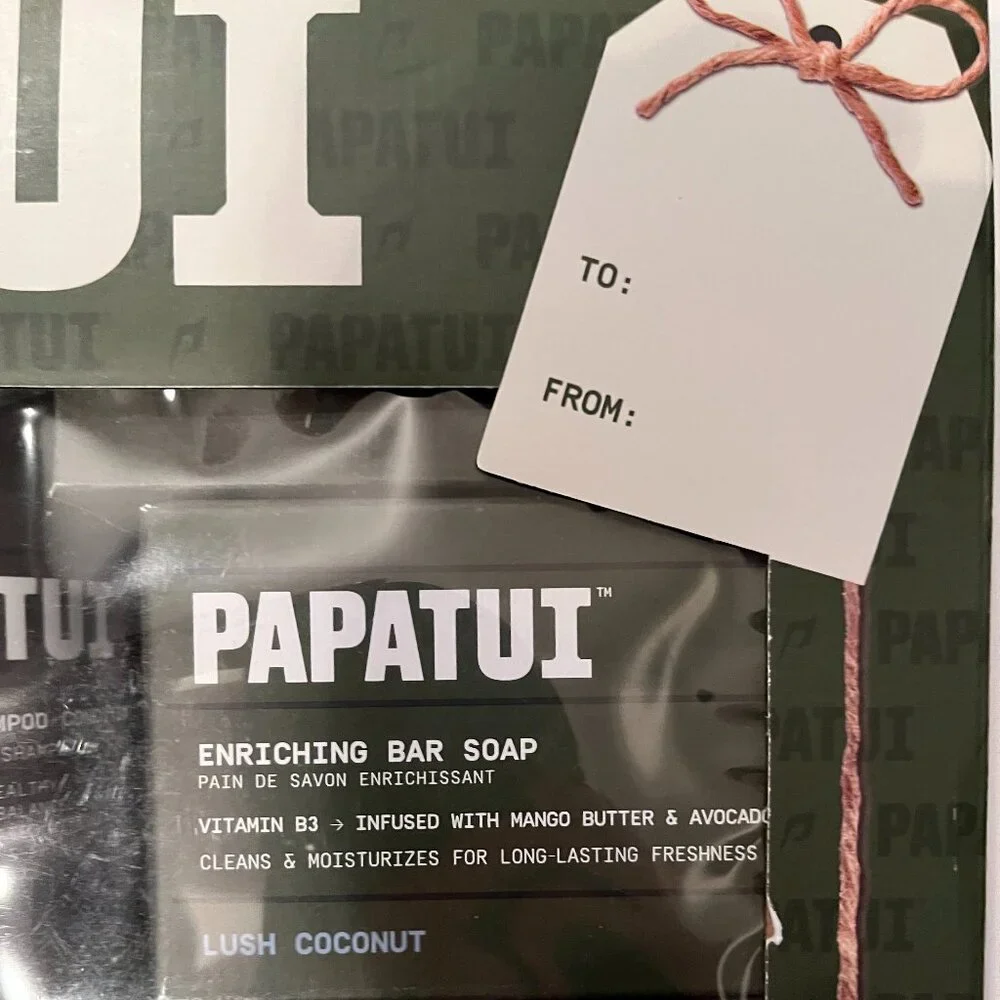 Papatui Men's Shower Pack - Lush Coconut (Body Wash,‎ Shampoo-Conditioner-Soap)